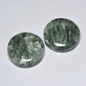Gemas de Serafinita Verde medio natural de 16.73 ct, Corte Redondo, Opaco