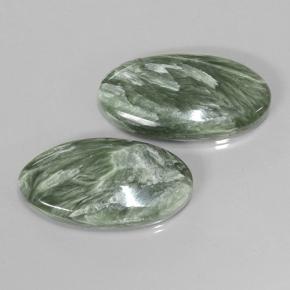 Gemas de serafinita verde natural de 15,29 ct, corte óvalo, opaco