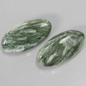 Gemas de serafinita verde natural de 15,29 ct, corte óvalo, opaco