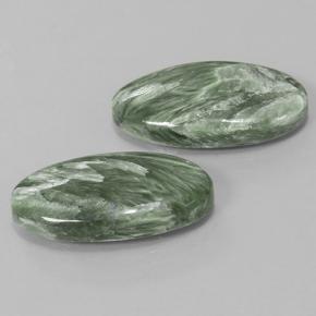 Gemas de serafinita verde natural de 15,29 ct, corte óvalo, opaco