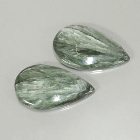 Gemas de serafinita verde natural de 20,02 ct, en forma de pera, opaco