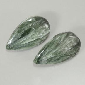 Gemas de serafinita verde natural de 20,02 ct, en forma de pera, opaco