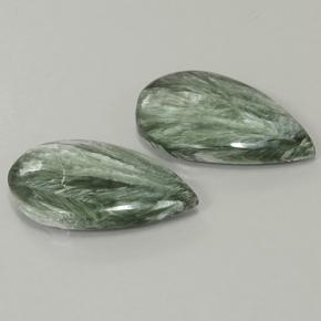 Gemas de serafinita verde natural de 20,02 ct, en forma de pera, opaco