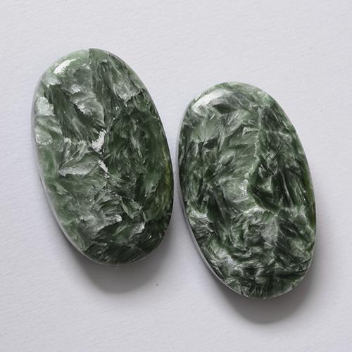 Gemas de Serafinita Verde natural de 16.18 ct, Corte Óvalo, Opaco