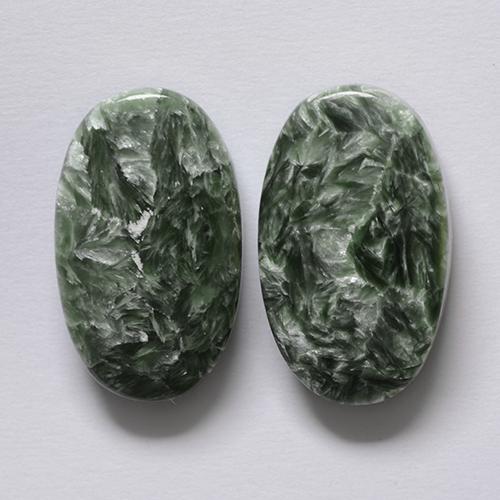 Gemas de Serafinita Verde natural de 16.18 ct, Corte Óvalo, Opaco