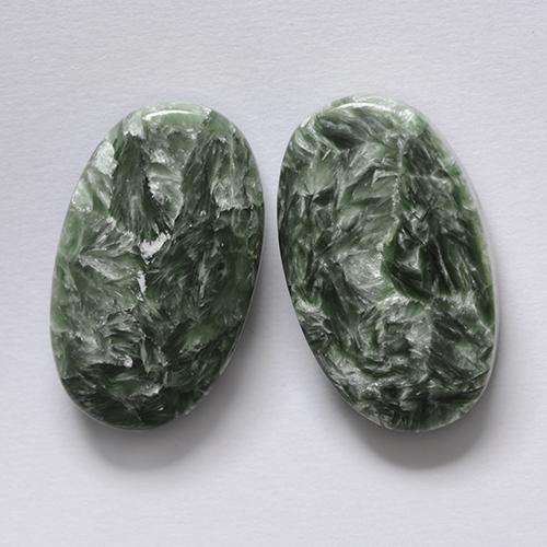 Gemas de Serafinita Verde natural de 16.18 ct, Corte Óvalo, Opaco
