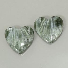 Gemas de serafinita verde natural de 8,39 ct, forma de corazón, opaco