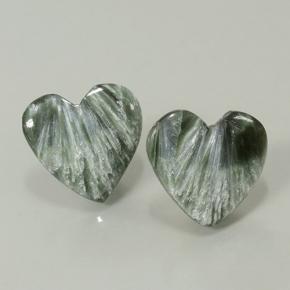 Gemas de serafinita verde natural de 8,39 ct, forma de corazón, opaco