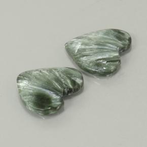 Gemas de serafinita verde natural de 8,39 ct, forma de corazón, opaco