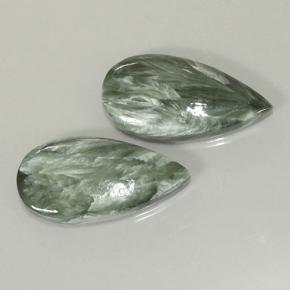 Gemas de serafinita verde natural de 14,68 ct, en forma de pera, opaco
