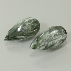 Gemas de serafinita verde natural de 14,68 ct, en forma de pera, opaco