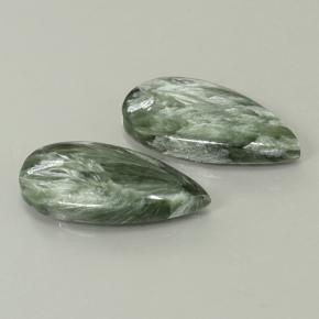 Gemas de serafinita verde natural de 14,68 ct, en forma de pera, opaco
