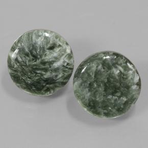Gemas de Serafinita Verde natural de 11.18 ct, Corte Redondo, Opaco