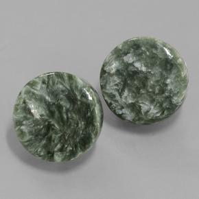 Gemas de Serafinita Verde natural de 11.18 ct, Corte Redondo, Opaco