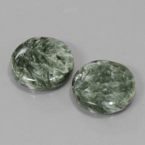 Gemas de Serafinita Verde natural de 11.18 ct, Corte Redondo, Opaco