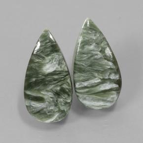 Gemas de serafinita verde natural de 11,29 ct, en forma de pera, opaco