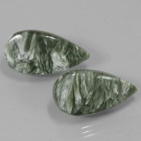 Gemas de serafinita verde natural de 11,29 ct, en forma de pera, opaco