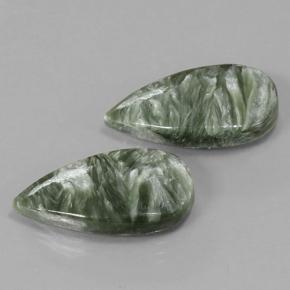 Gemas de serafinita verde natural de 11,29 ct, en forma de pera, opaco