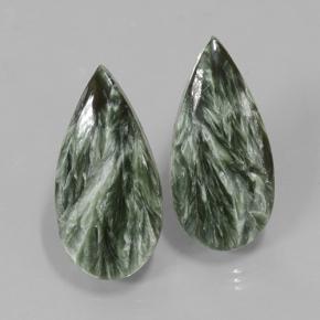 Gemas de serafinita verde natural de 21,34 ct, en forma de pera, opaco