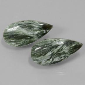 Gemas de serafinita verde natural de 21,34 ct, en forma de pera, opaco