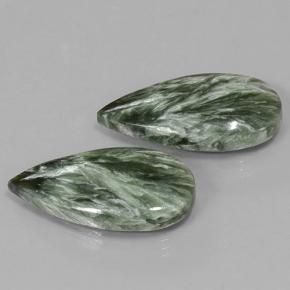Gemas de serafinita verde natural de 21,34 ct, en forma de pera, opaco