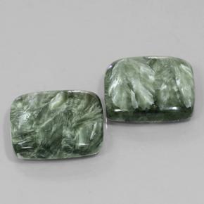 Gemas de Serafinita Verde medio natural de 24.45 ct, Corte Cojín, Opaco