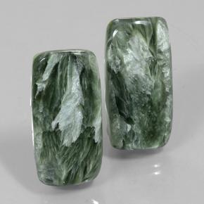 Gemas de serafinita verde natural de 18,35 ct, corte cojín, opaco