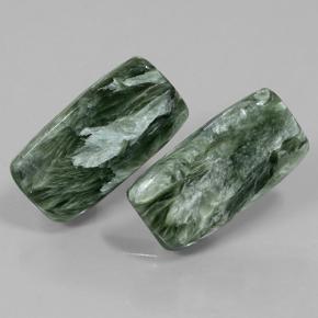Gemas de serafinita verde natural de 18,35 ct, corte cojín, opaco