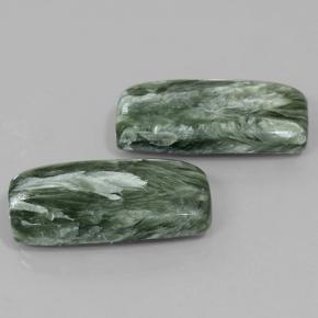 Gemas de serafinita verde natural de 18,35 ct, corte cojín, opaco