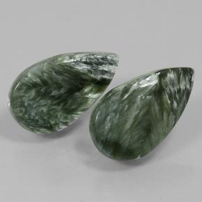 Gemas de Serafinita Verde natural de 11.98 ct, En forma de pera, Opaco