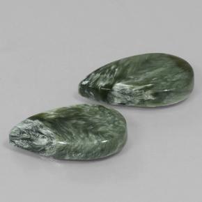 Gemas de Serafinita Verde natural de 11.98 ct, En forma de pera, Opaco