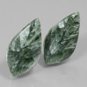 Gemas de serafinita verde natural de 19,06 ct, forma elegante, opaco