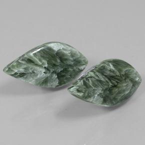 Gemas de serafinita verde natural de 19,06 ct, forma elegante, opaco