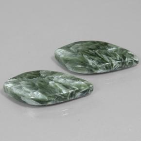 Gemas de serafinita verde natural de 19,06 ct, forma elegante, opaco