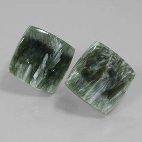 Gemas de Serafinita Verde medio natural de 23.29 ct, Cuadrado, Opaco