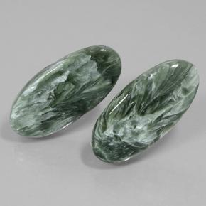 Gemas de Serafinita Verde natural de 20.79 ct, Corte Óvalo, Opaco
