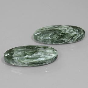 Gemas de Serafinita Verde natural de 20.79 ct, Corte Óvalo, Opaco