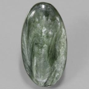 Serafinita verde natural de 5,50 ct, corte óvalo, opaco
