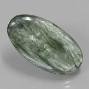Serafinita verde natural de 5,50 ct, corte óvalo, opaco
