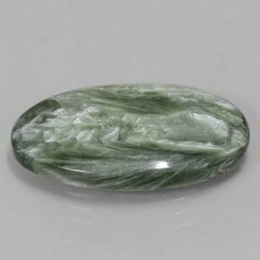 Serafinita verde natural de 5,50 ct, corte óvalo, opaco