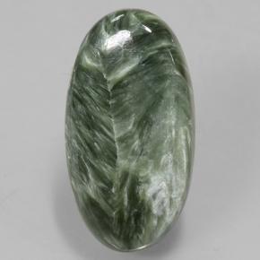 Serafinita verde natural de 8,81 ct, corte óvalo, opaco