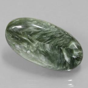 Serafinita verde natural de 8,81 ct, corte óvalo, opaco