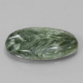 Serafinita verde natural de 8,81 ct, corte óvalo, opaco