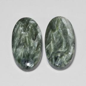 Gemas de serafinita verde natural de 16,84 ct, corte óvalo, opaco