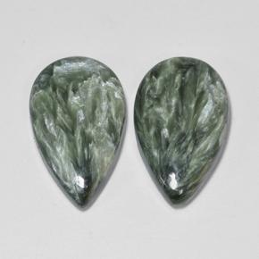 Gemas de serafinita verde natural de 13,19 ct, en forma de pera, opaco