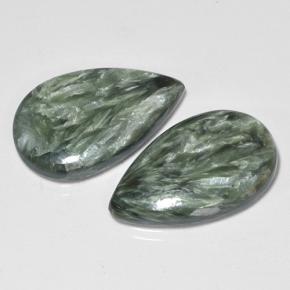 Gemas de serafinita verde natural de 13,19 ct, en forma de pera, opaco
