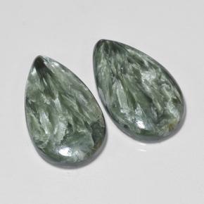 Gemas de serafinita verde natural de 13,19 ct, en forma de pera, opaco