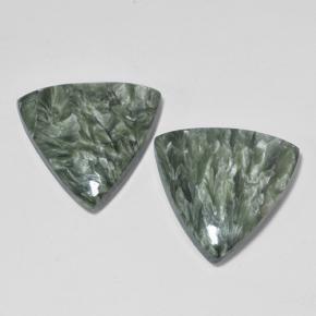 Gemas de serafinita verde natural de 16,80 ct, trillón, opaco
