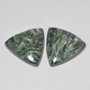 Gemas de serafinita verde natural de 16,80 ct, trillón, opaco