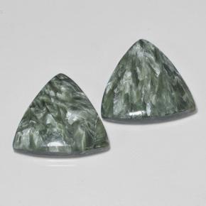 Gemas de serafinita verde natural de 16,80 ct, trillón, opaco